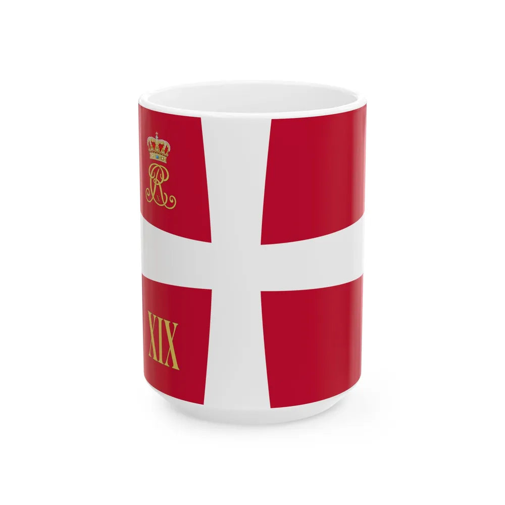 Regimental standard of 19 Battalion of Denmark 1912-1947 (Denmark) White Coffee Mug 15oz - Go Mug Yourself