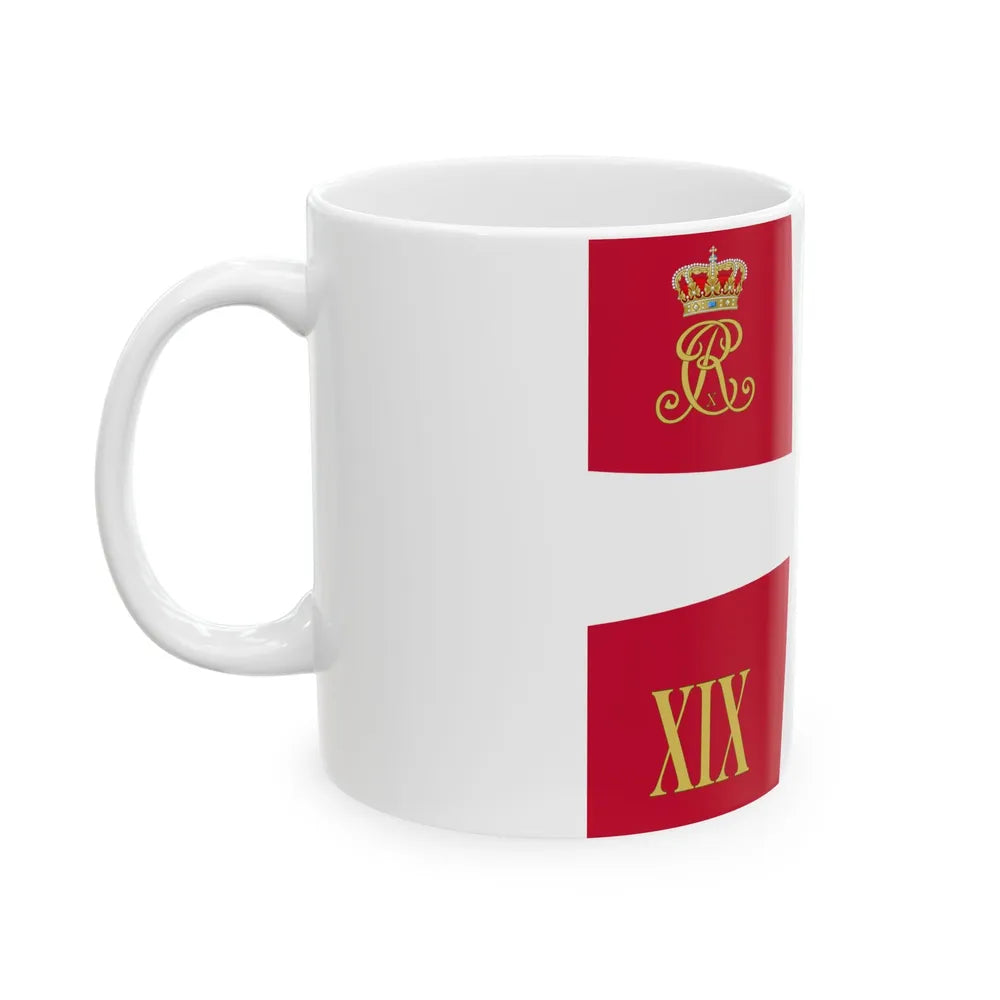 Regimental standard of 19 Battalion of Denmark 1912-1947 (Denmark) White Coffee Mug - Go Mug Yourself
