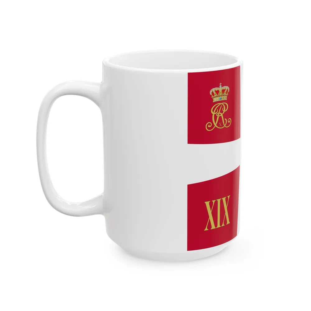 Regimental standard of 19 Battalion of Denmark 1912-1947 (Denmark) White Coffee Mug - Go Mug Yourself