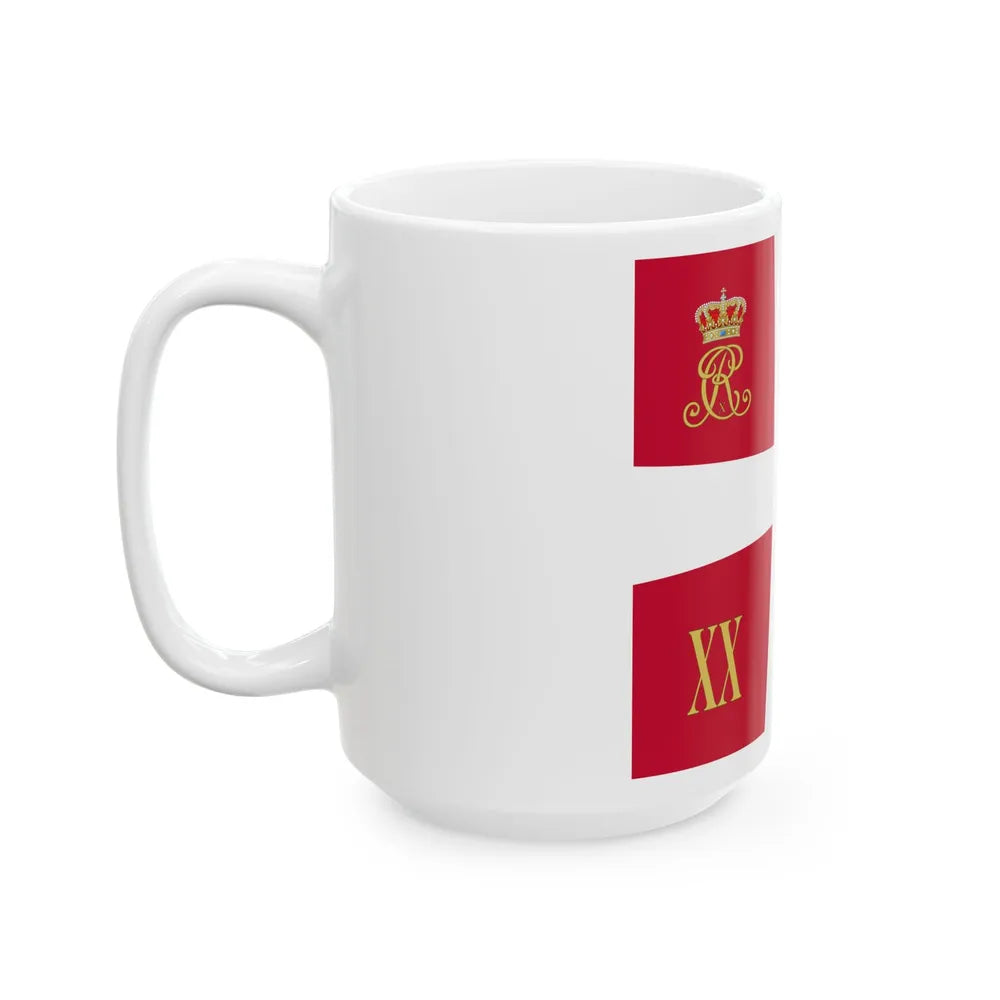 Regimental standard of 20 Battalion of Denmark 1912-1947 (Denmark) White Coffee Mug - Go Mug Yourself