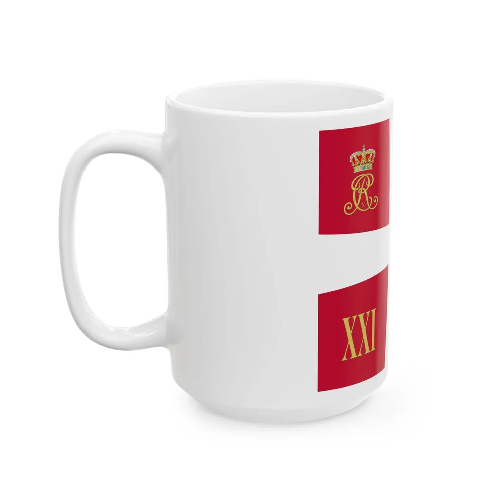 Regimental standard of 21 Battalion of Denmark 1912-1947 (Denmark) White Coffee Mug - Go Mug Yourself