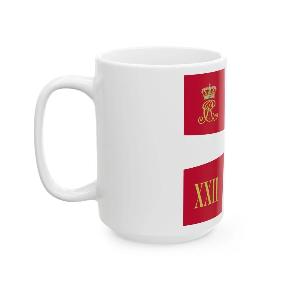 Regimental standard of 22 Battalion of Denmark 1912-1947 (Denmark) White Coffee Mug - Go Mug Yourself