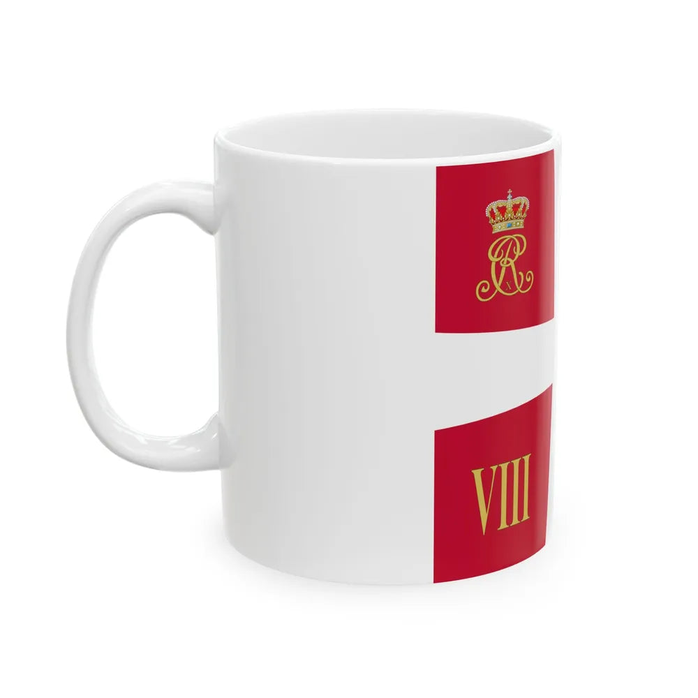 Regimental standard of 8 Battalion of Denmark 1912-1947 (Denmark) White Coffee Mug - Go Mug Yourself
