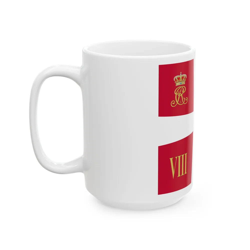 Regimental standard of 8 Battalion of Denmark 1912-1947 (Denmark) White Coffee Mug - Go Mug Yourself