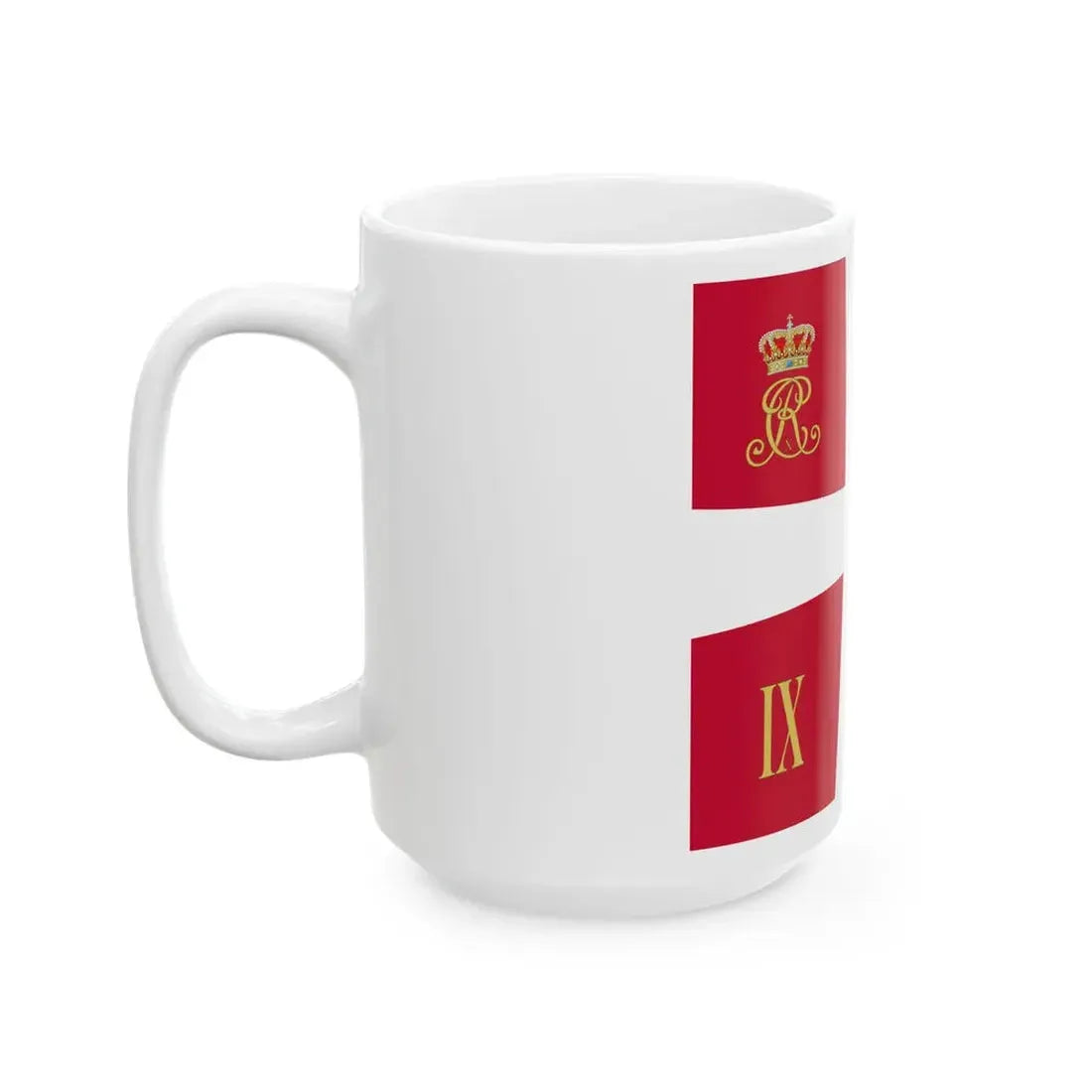 Regimental standard of 9 Battalion of Denmark 1912-1947 (Denmark) White Coffee Mug - Go Mug Yourself