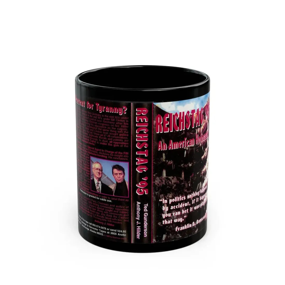 REICHSTAG 95 AN AMERICAN HOLOCAUST (VHS COVER) - Black Coffee Mug 11oz - Go Mug Yourself