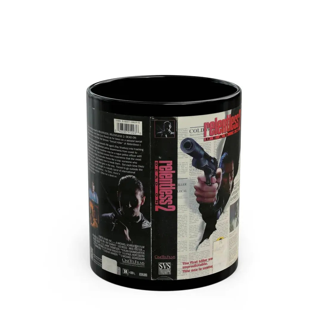 RELENTLESS 2 DEAD ON (VHS COVER) - Black Coffee Mug 11oz - Go Mug Yourself