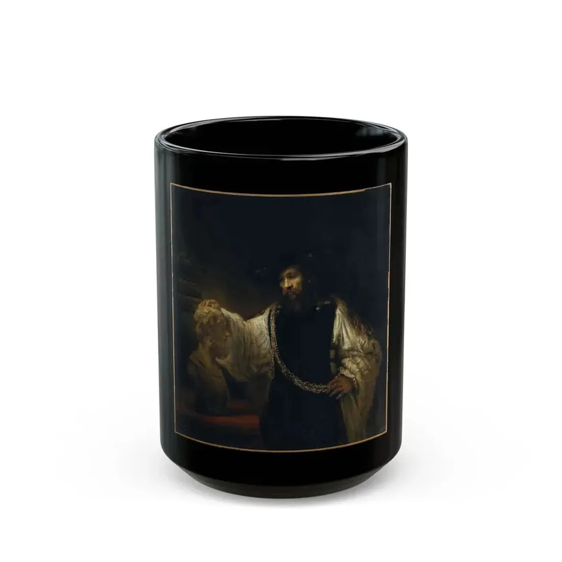 Rembrandt Aristotle with a Bust of Homer - Black Coffee Mug 15oz - Go Mug Yourself