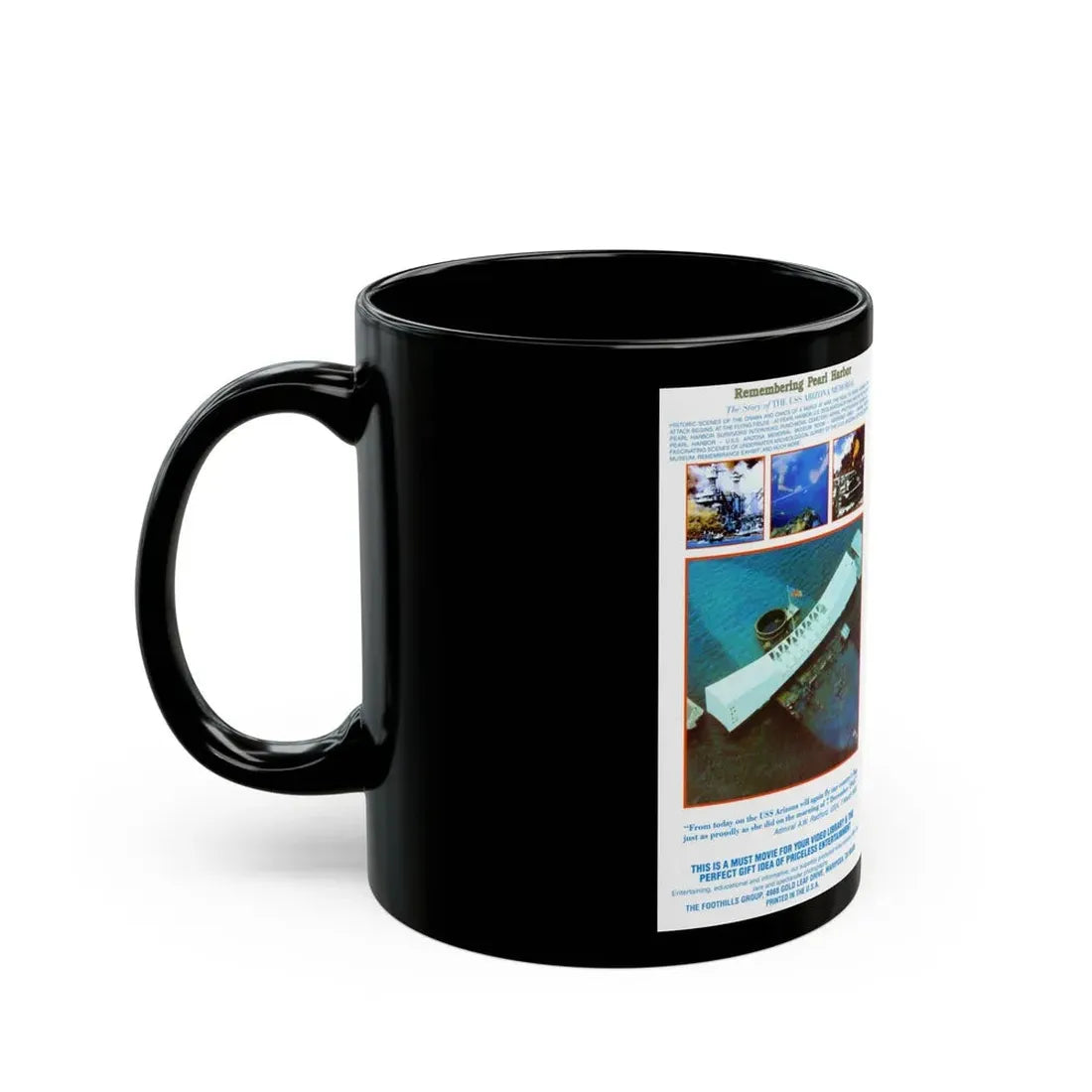 REMEMBERING PEARL HARBOR THE STORY OF THE USS ARIZONA MEMORIAL (VHS COVER) - Black Coffee Mug - Go Mug Yourself