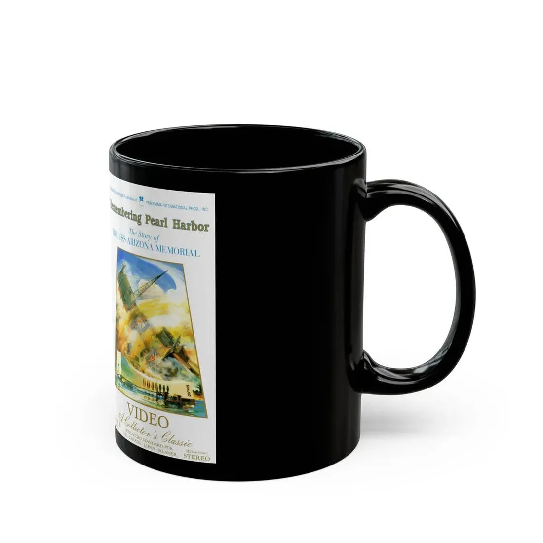 REMEMBERING PEARL HARBOR THE STORY OF THE USS ARIZONA MEMORIAL (VHS COVER) - Black Coffee Mug - Go Mug Yourself