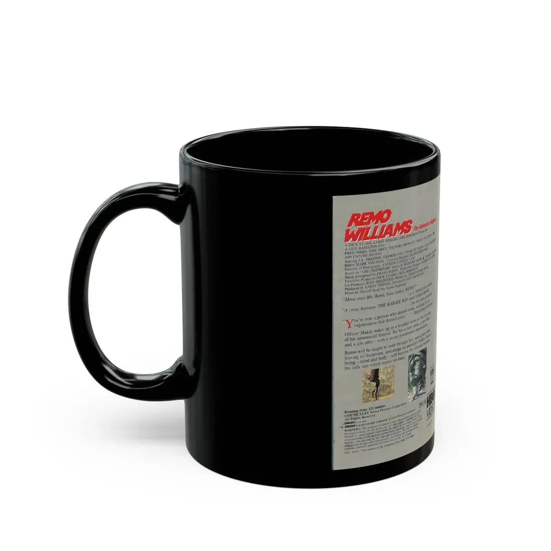 REMO WILLIAMS THE ADVENTURE BEGINS (VHS COVER) - Black Coffee Mug - Go Mug Yourself