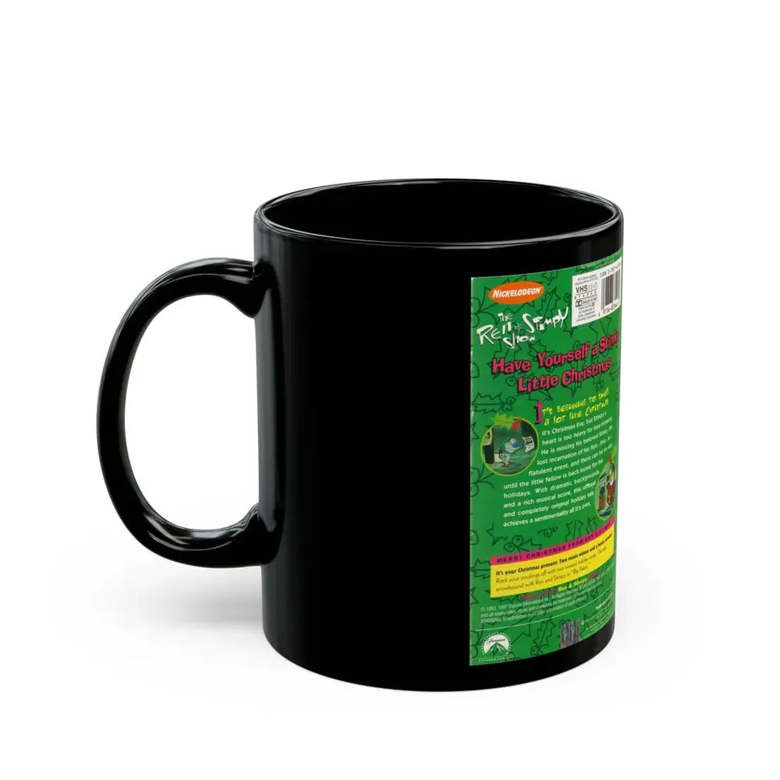REN AND STIMPY HAVE YOURSELF A STINKY LITTLE CHRISTMAS (VHS COVER) - Black Coffee Mug - Go Mug Yourself