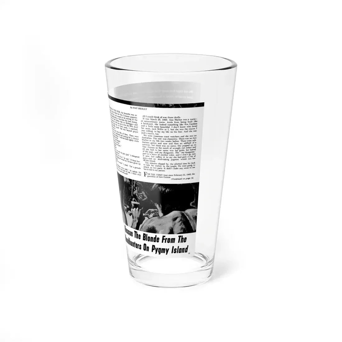 Rescue The Blonde From The Headhunters, True Men Stories, February 1972 (Magazine Illustration) Pint Glass 16oz - Go Mug Yourself