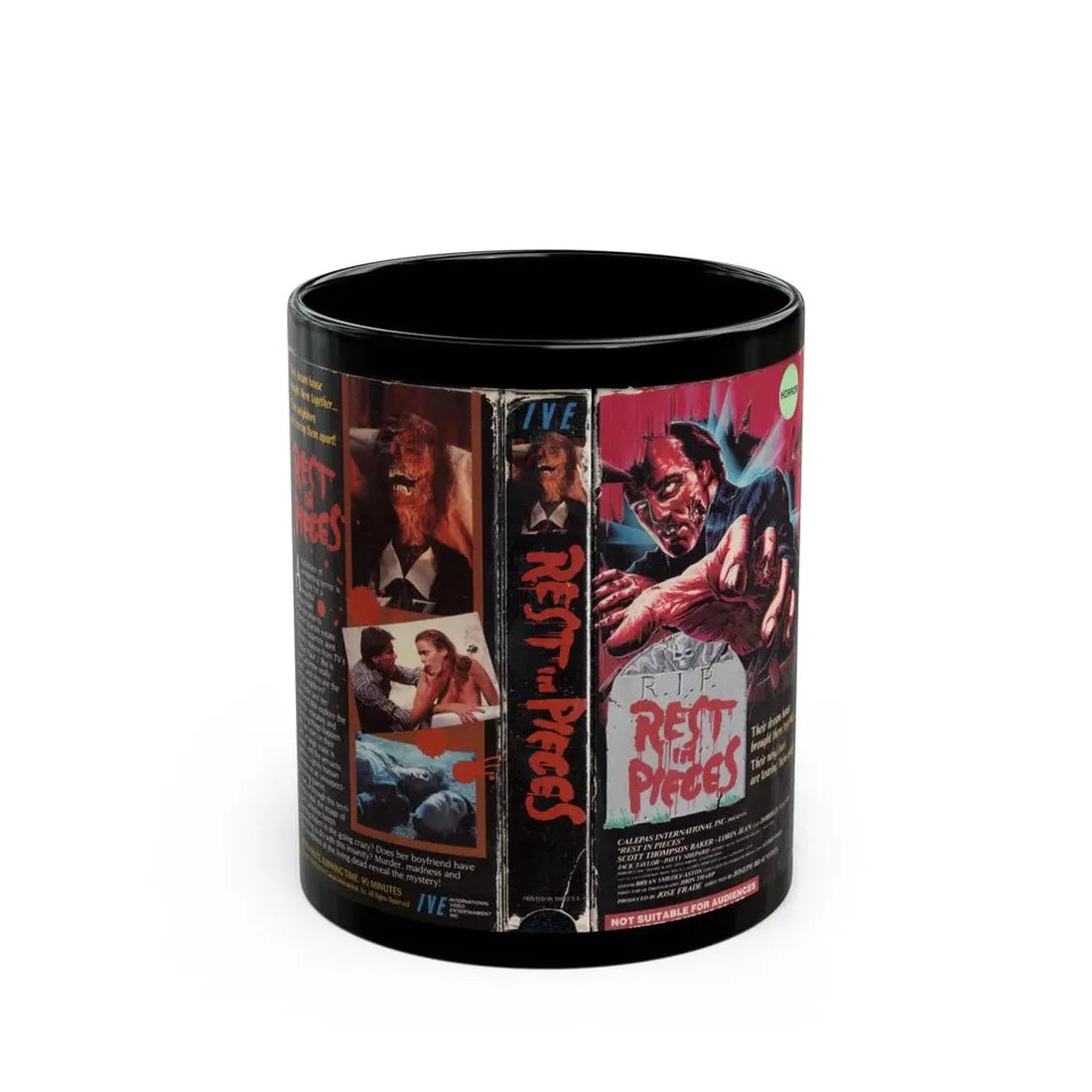 REST IN PIECES (VHS COVER) - Black Coffee Mug 11oz - Go Mug Yourself