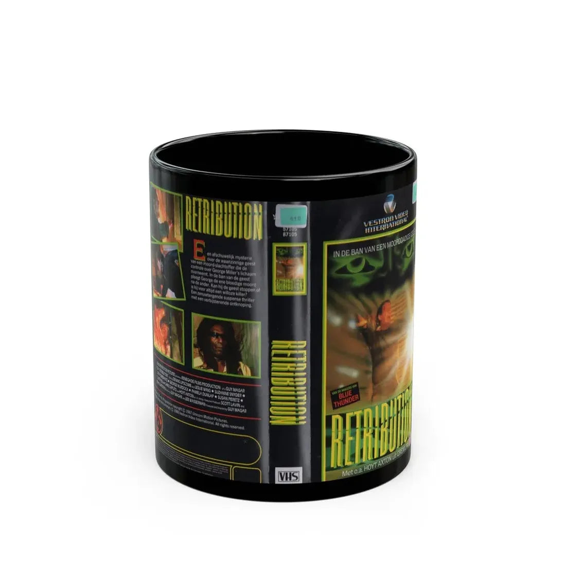 RETRIBUTION VESTRON VIDEO INTERNATIONAL (VHS COVER) - Black Coffee Mug 11oz - Go Mug Yourself