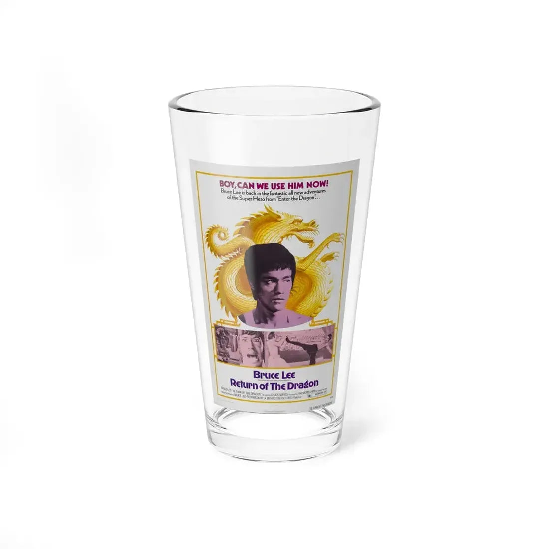 RETURN OF THE DRAGON 1974 Movie Poster - Pint Glass 16oz 16oz - Go Mug Yourself