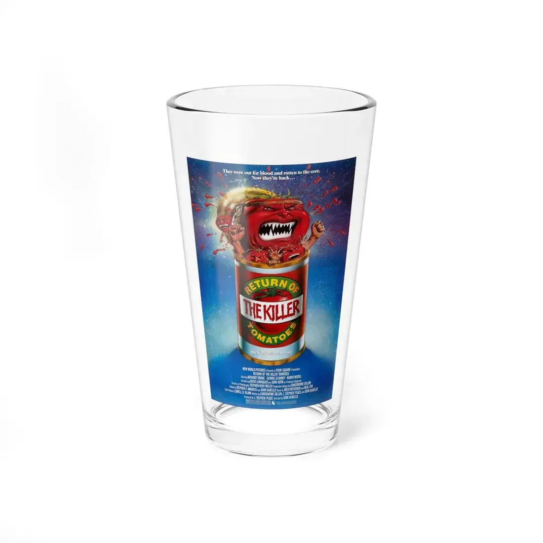 RETURN OF THE KILLER TOMATOES 1988 Movie Poster - Pint Glass 16oz 16oz - Go Mug Yourself