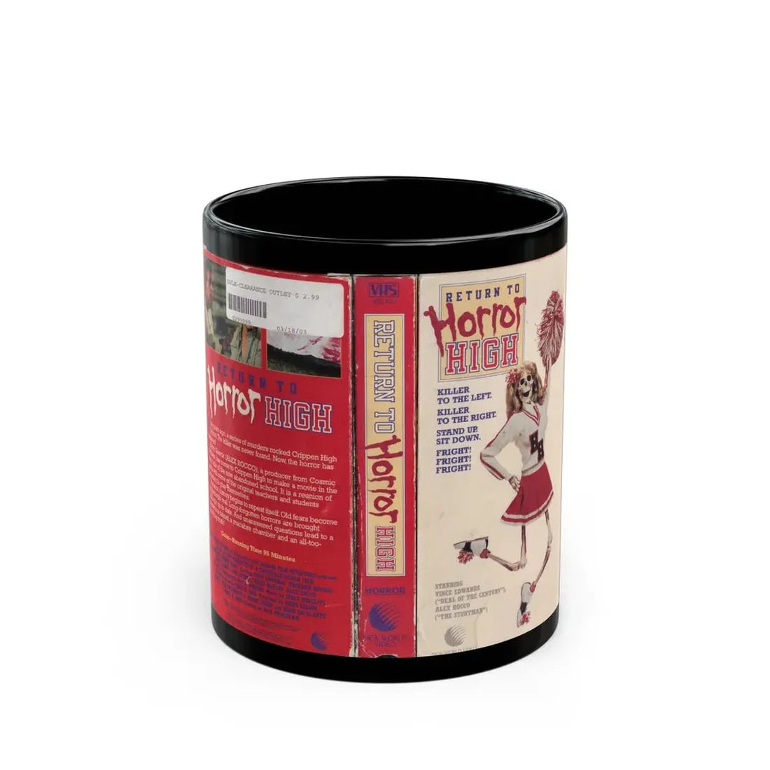 RETURN TO HORROR HIGH (VHS COVER) - Black Coffee Mug 11oz - Go Mug Yourself