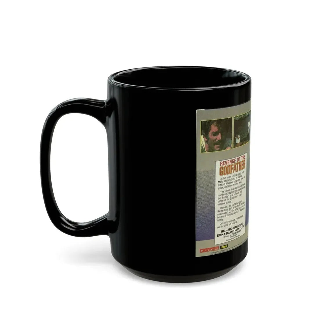 REVENGE OF THE GODFATHER RICHARD HARRISON (VHS COVER) - Black Coffee Mug - Go Mug Yourself