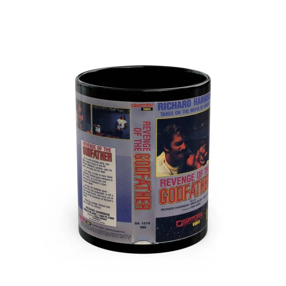 REVENGE OF THE GODFATHER (VHS COVER) - Black Coffee Mug 11oz - Go Mug Yourself