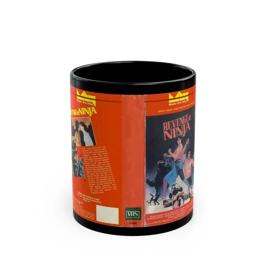 REVENGE OF THE NINJA (VHS COVER) - Black Coffee Mug 11oz - Go Mug Yourself