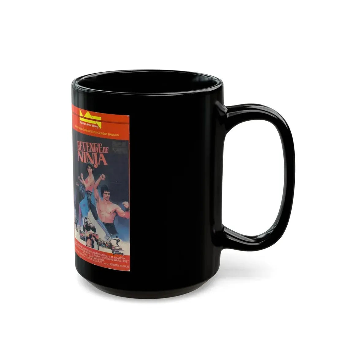 REVENGE OF THE NINJA (VHS COVER) - Black Coffee Mug - Go Mug Yourself