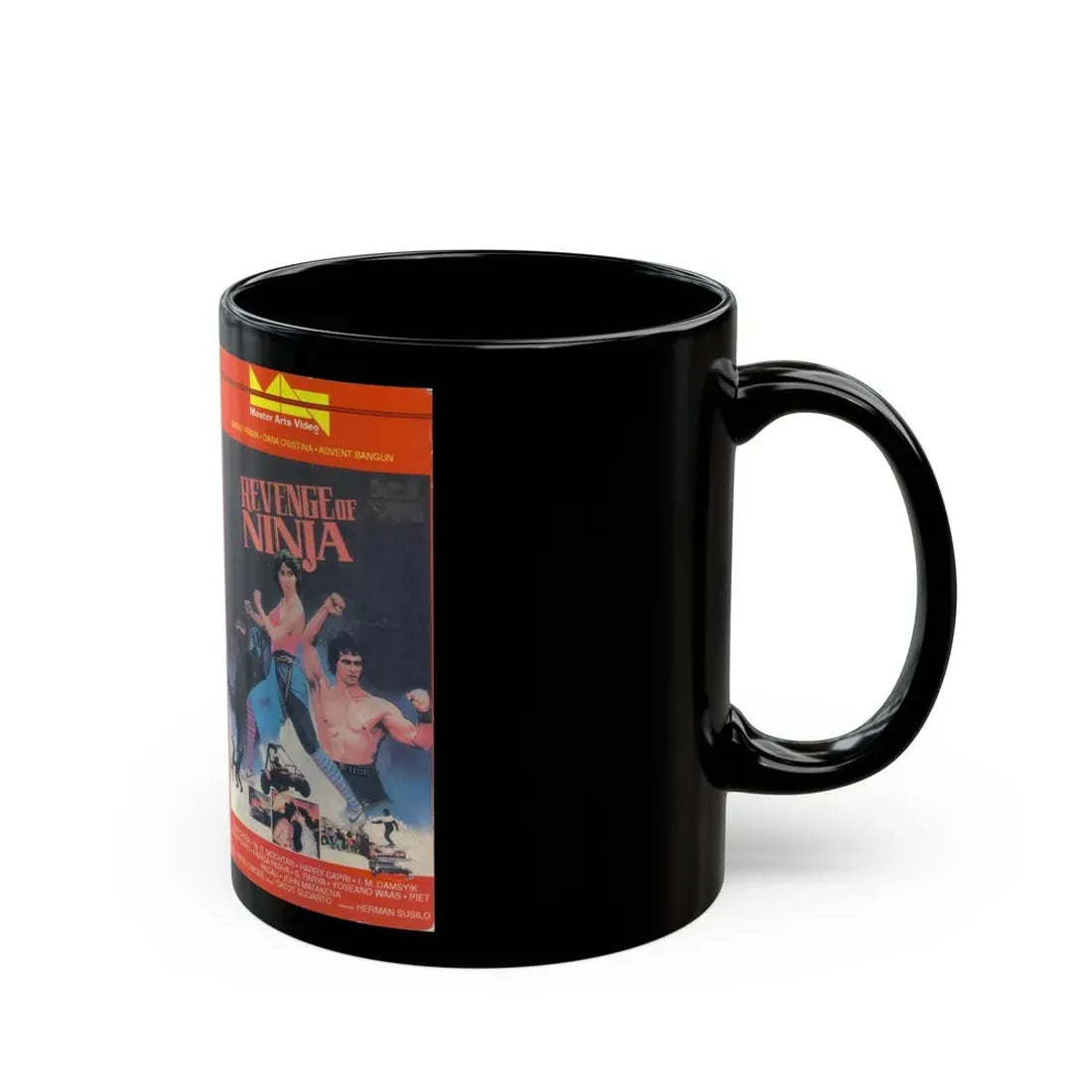 REVENGE OF THE NINJA (VHS COVER) - Black Coffee Mug - Go Mug Yourself