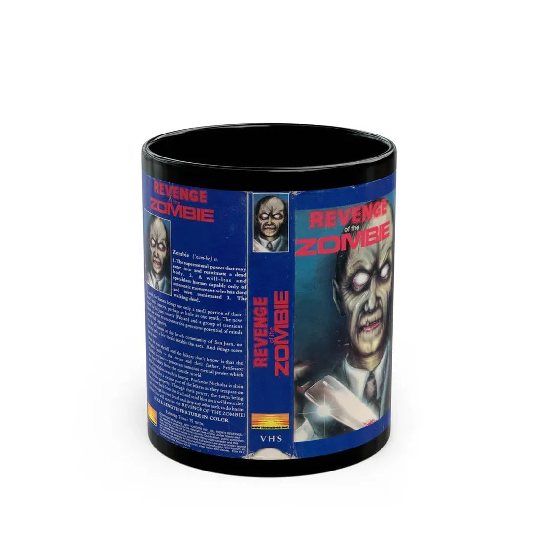 REVENGE OF THE ZOMBIE (VHS COVER) - Black Coffee Mug 11oz - Go Mug Yourself