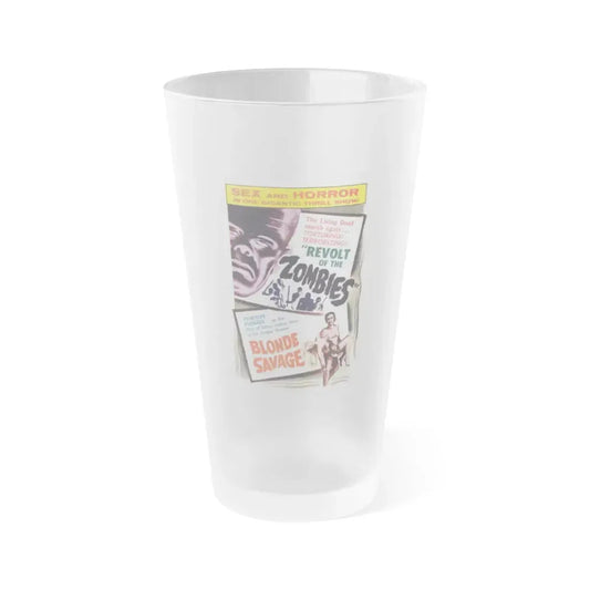 REVOLT OF THE ZOMBIES + BLONDE SAVAGE 1952 Movie Poster - Frosted Pint Glass 16oz 16oz Frosted - Go Mug Yourself