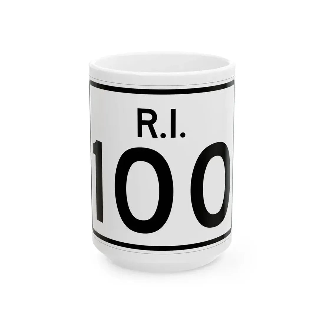 Rhode Island 100 (Rhode Island) (Road Sign) White Coffee Mug 15oz - Go Mug Yourself