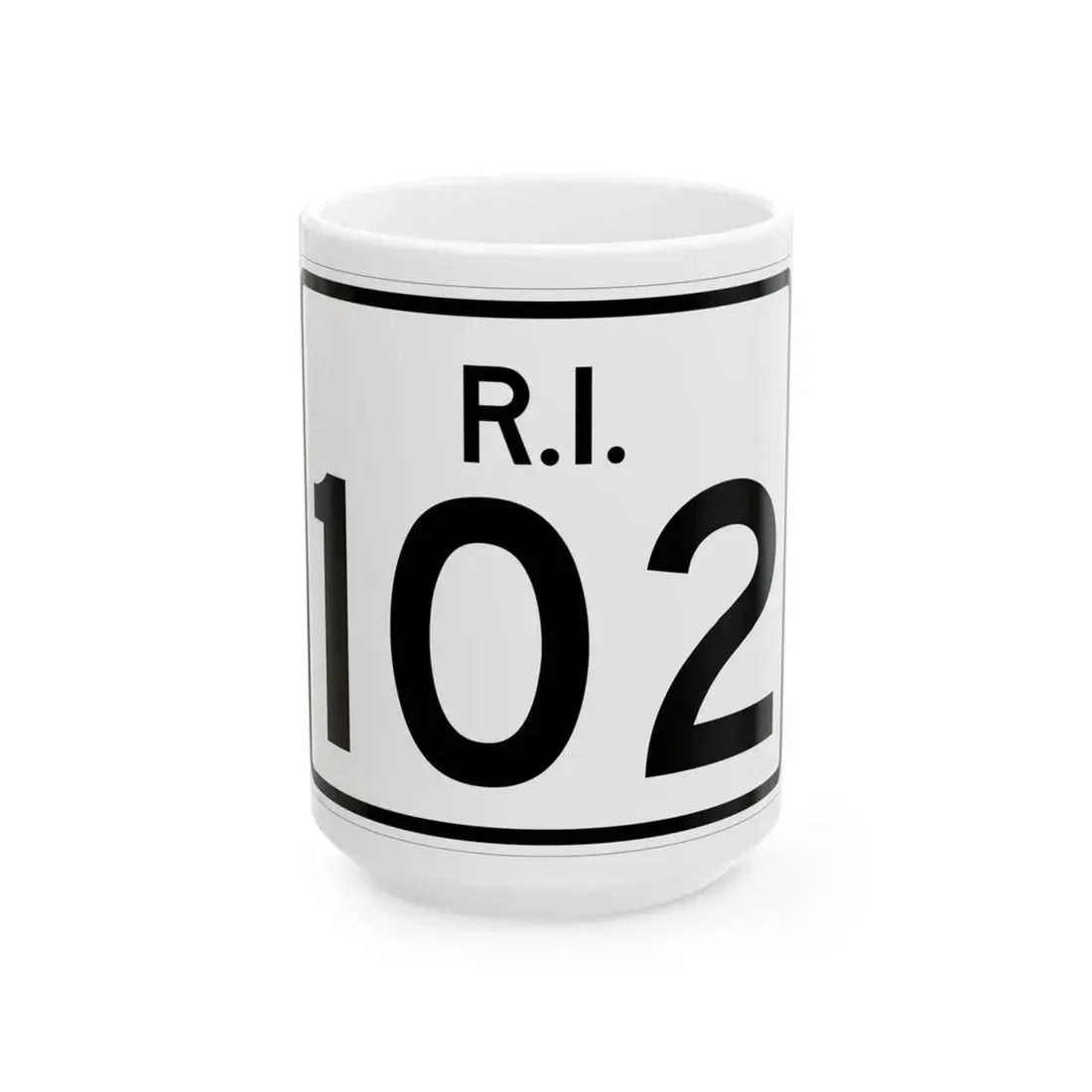Rhode Island 102 (Rhode Island) (Road Sign) White Coffee Mug 15oz - Go Mug Yourself