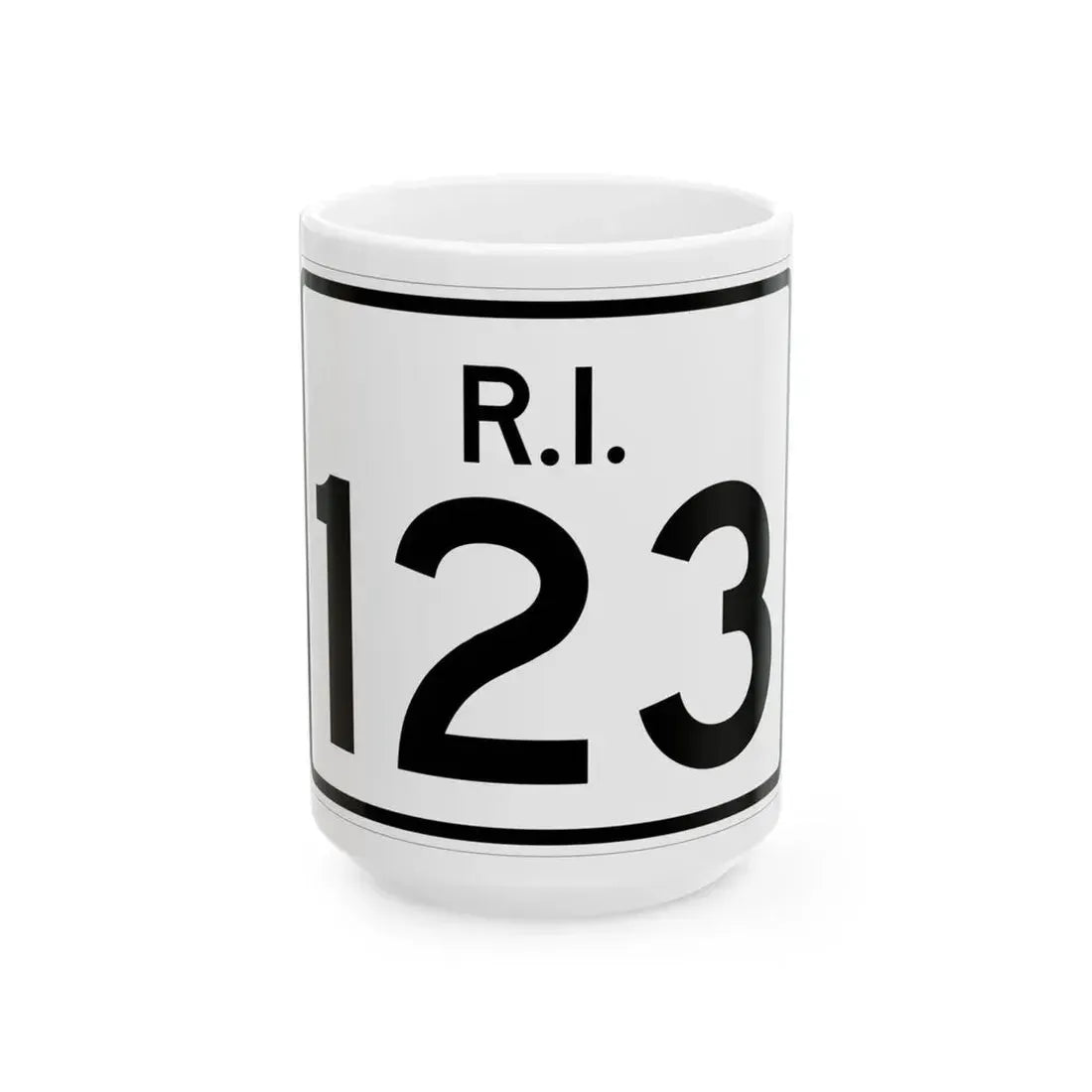 Rhode Island 123 (Rhode Island) (Road Sign) White Coffee Mug 15oz - Go Mug Yourself