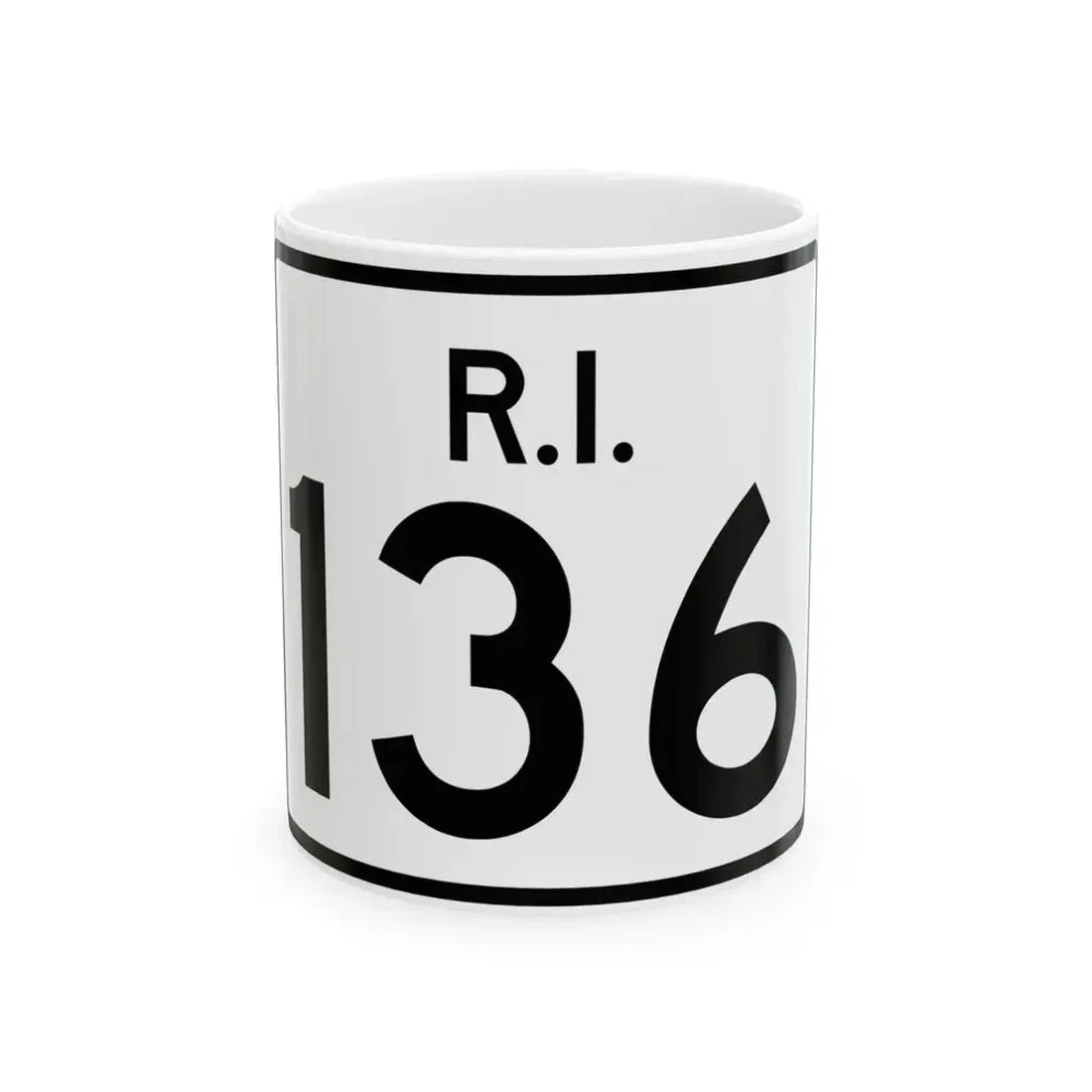 Rhode Island 136 (Rhode Island) (Road Sign) White Coffee Mug 11oz - Go Mug Yourself