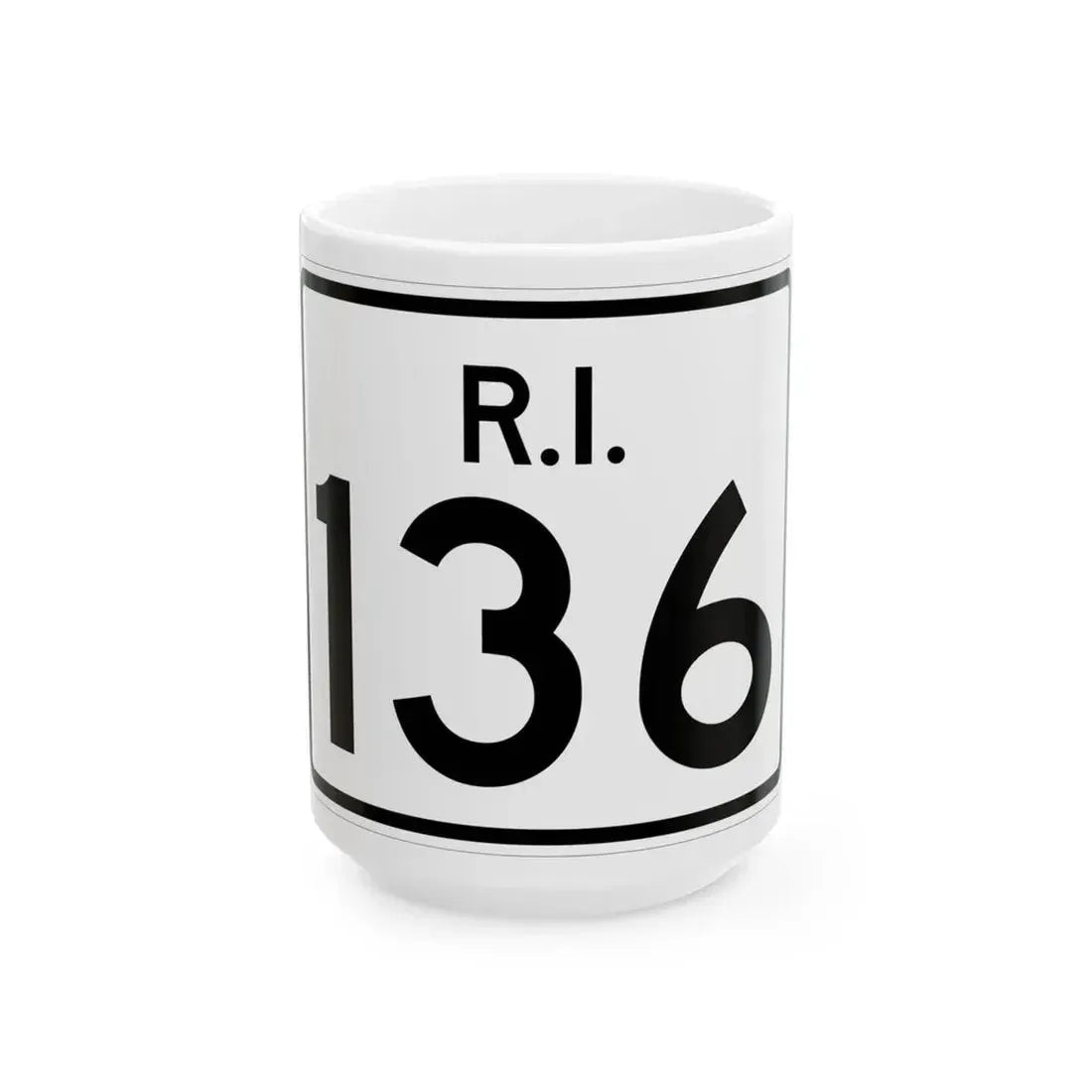 Rhode Island 136 (Rhode Island) (Road Sign) White Coffee Mug 15oz - Go Mug Yourself