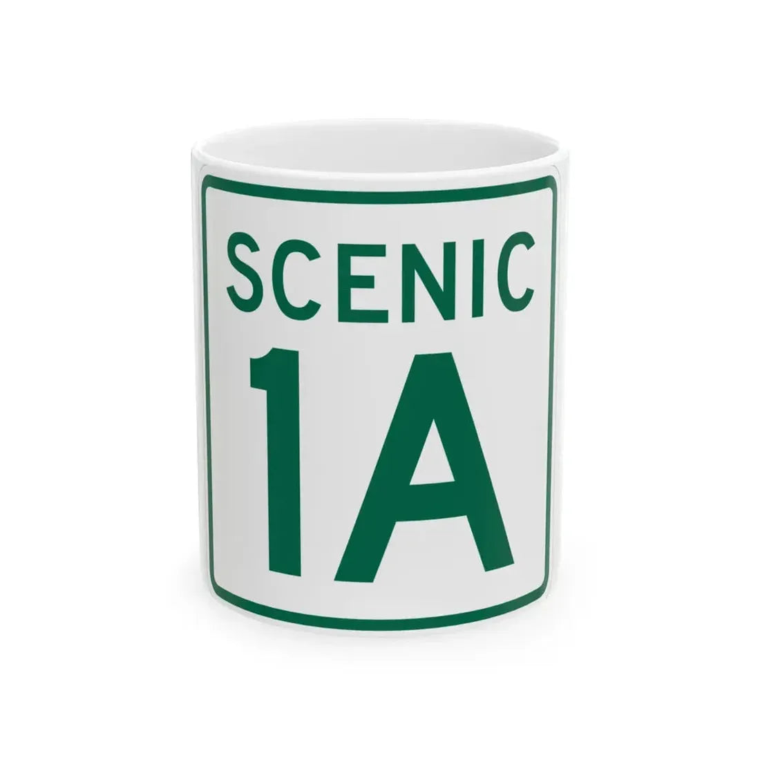 Rhode Island 1A Scenic (Rhode Island) (Road Sign) White Coffee Mug 11oz - Go Mug Yourself