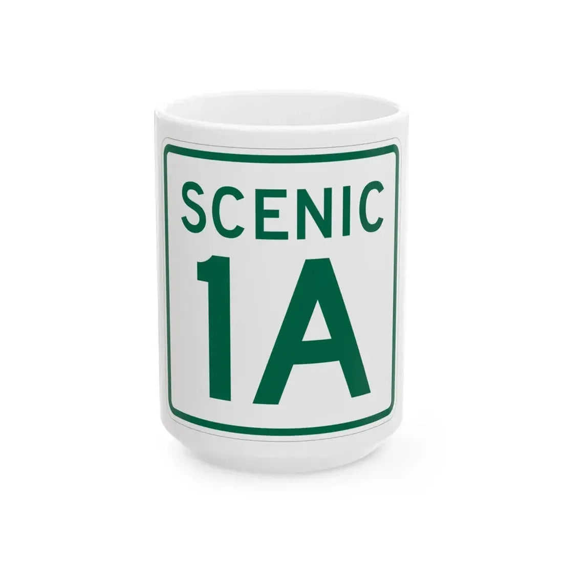 Rhode Island 1A Scenic (Rhode Island) (Road Sign) White Coffee Mug 15oz - Go Mug Yourself