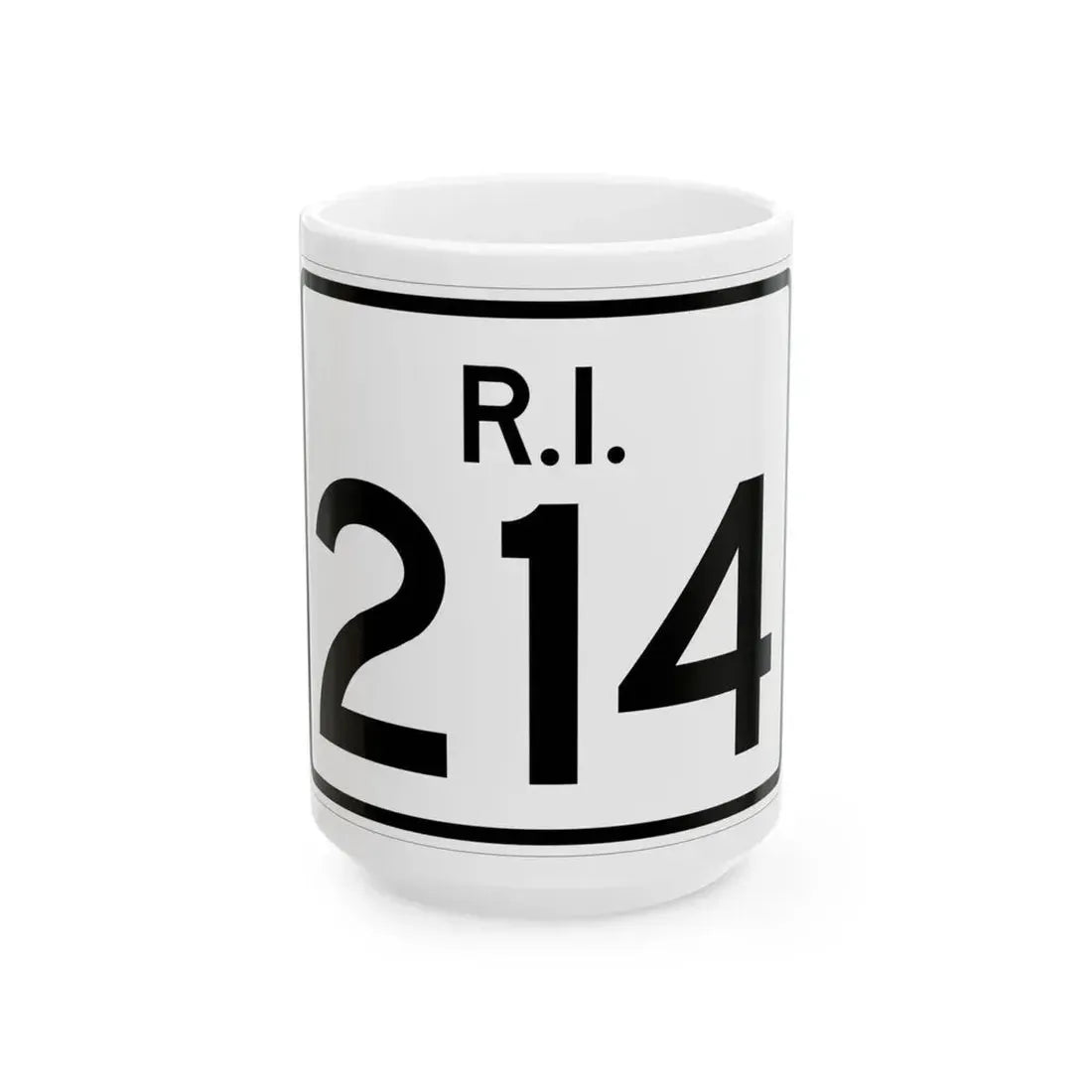 Rhode Island 214 (Rhode Island) (Road Sign) White Coffee Mug 15oz - Go Mug Yourself