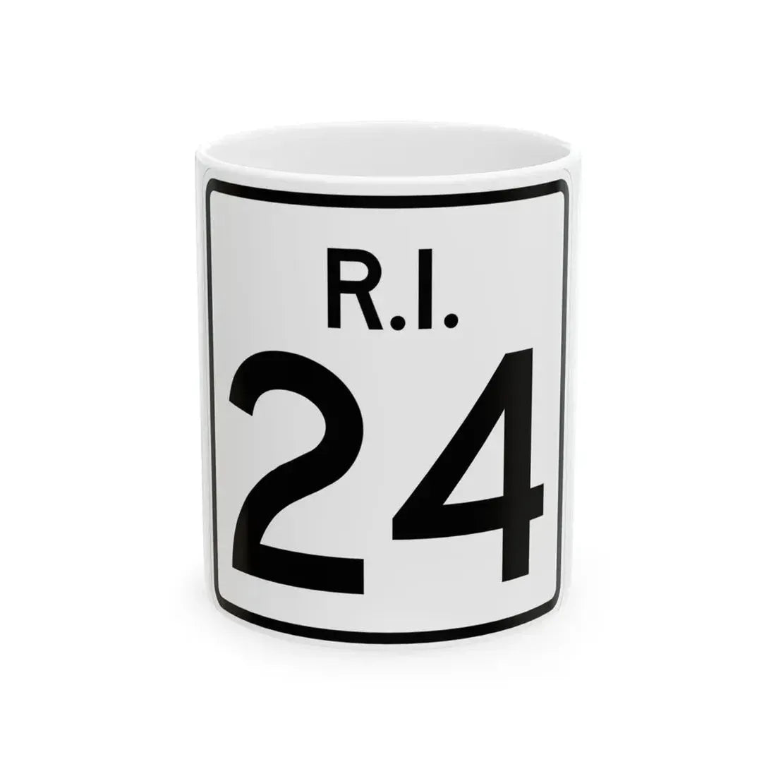 Rhode Island 24 (Rhode Island) (Road Sign) White Coffee Mug 11oz - Go Mug Yourself