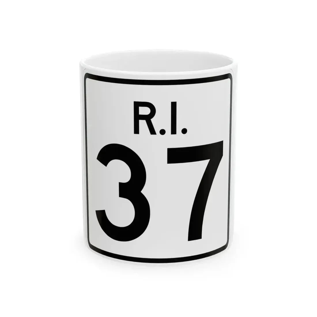 Rhode Island 37 (Rhode Island) (Road Sign) White Coffee Mug 11oz - Go Mug Yourself