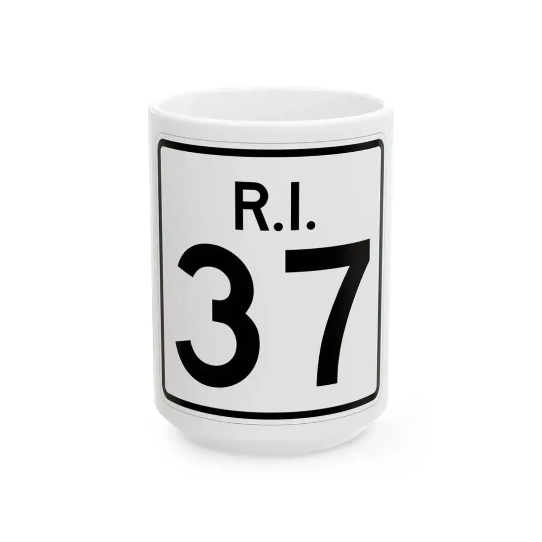 Rhode Island 37 (Rhode Island) (Road Sign) White Coffee Mug 15oz - Go Mug Yourself