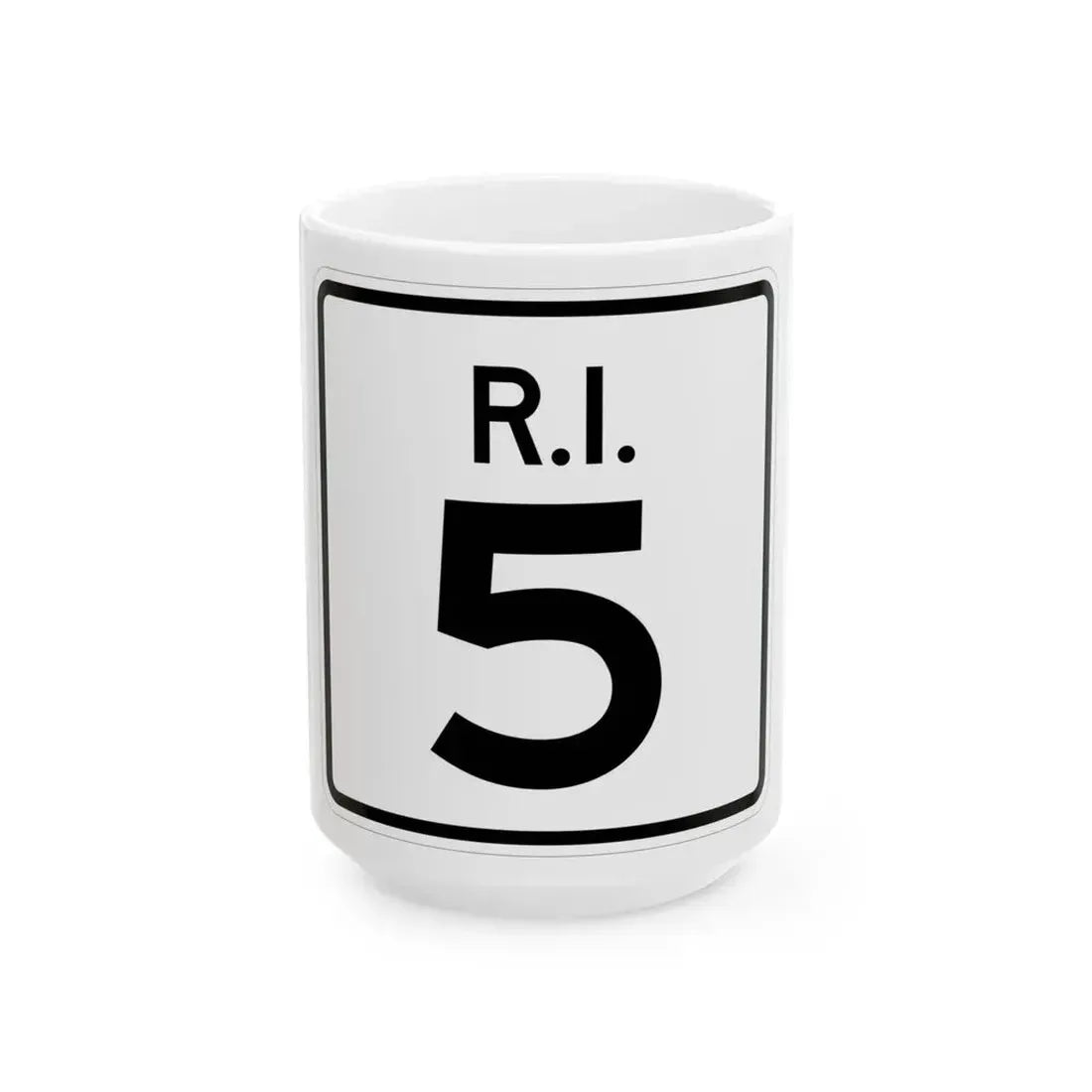 Rhode Island 5 (Rhode Island) (Road Sign) White Coffee Mug 15oz - Go Mug Yourself