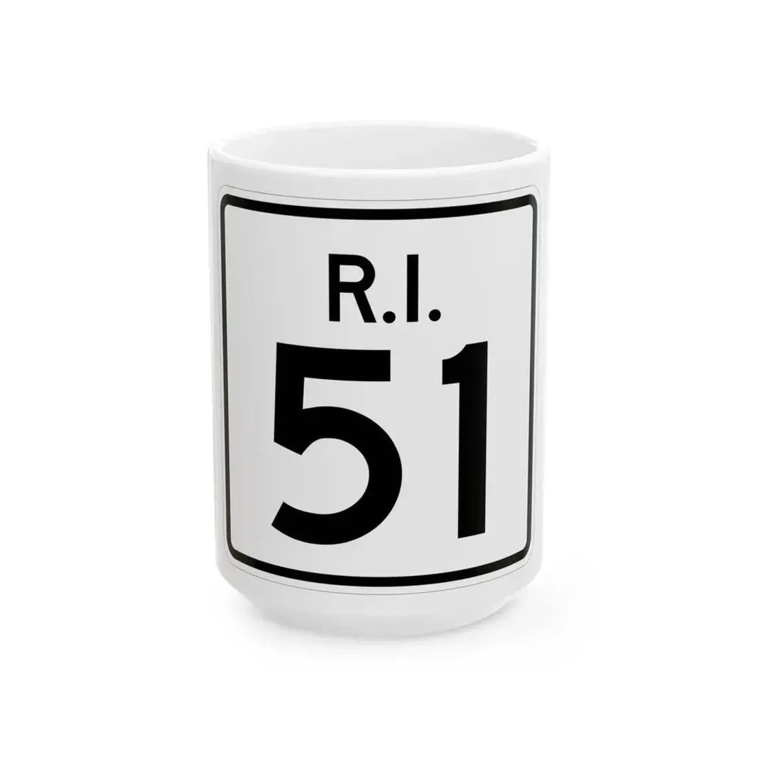 Rhode Island 51 (Rhode Island) (Road Sign) White Coffee Mug 15oz - Go Mug Yourself