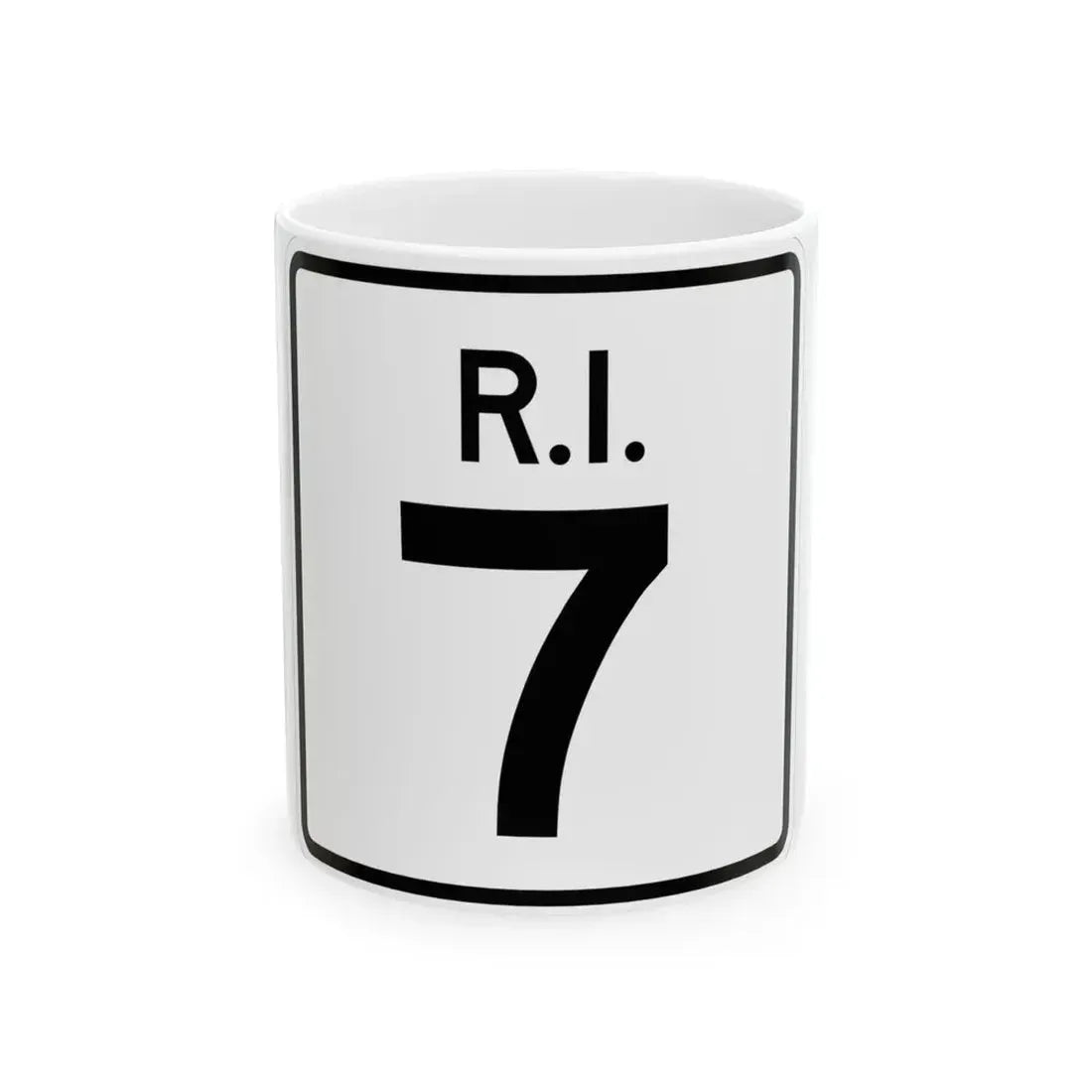 Rhode Island 7 (Rhode Island) (Road Sign) White Coffee Mug 11oz - Go Mug Yourself