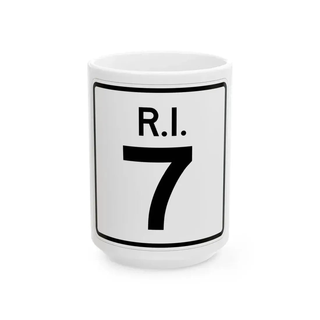 Rhode Island 7 (Rhode Island) (Road Sign) White Coffee Mug 15oz - Go Mug Yourself
