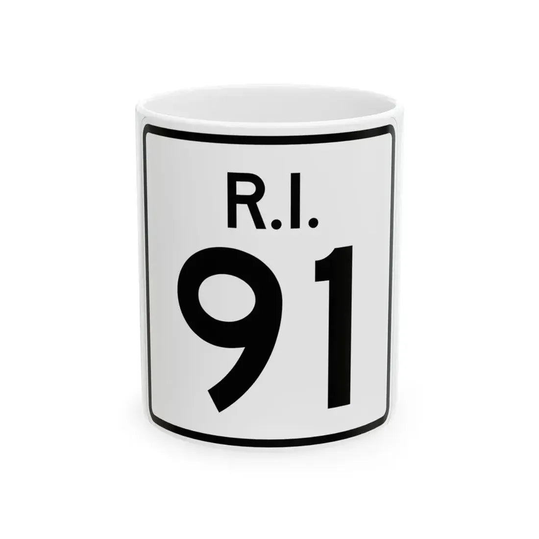 Rhode Island 91 (Rhode Island) (Road Sign) White Coffee Mug 11oz - Go Mug Yourself
