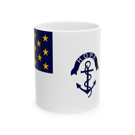 Rhode Island Regimental Flag (United States) White Coffee Mug 11oz - Go Mug Yourself
