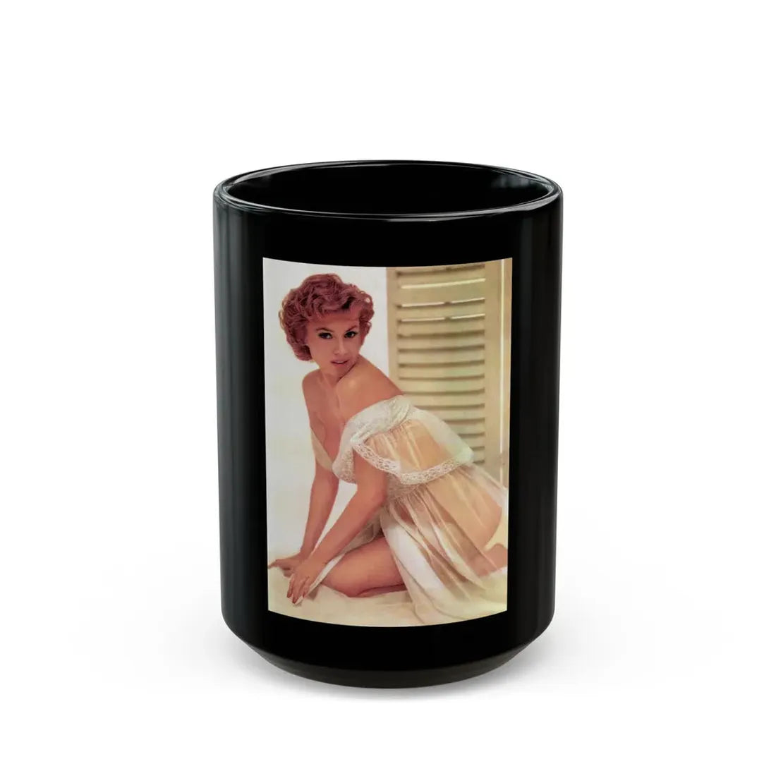 Rhonda Fleming #158 (Vintage Female Icon) Black Coffee Mug 15oz - Go Mug Yourself