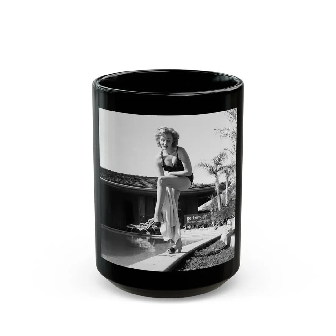Rhonda Fleming #176 (Vintage Female Icon) Black Coffee Mug 15oz - Go Mug Yourself