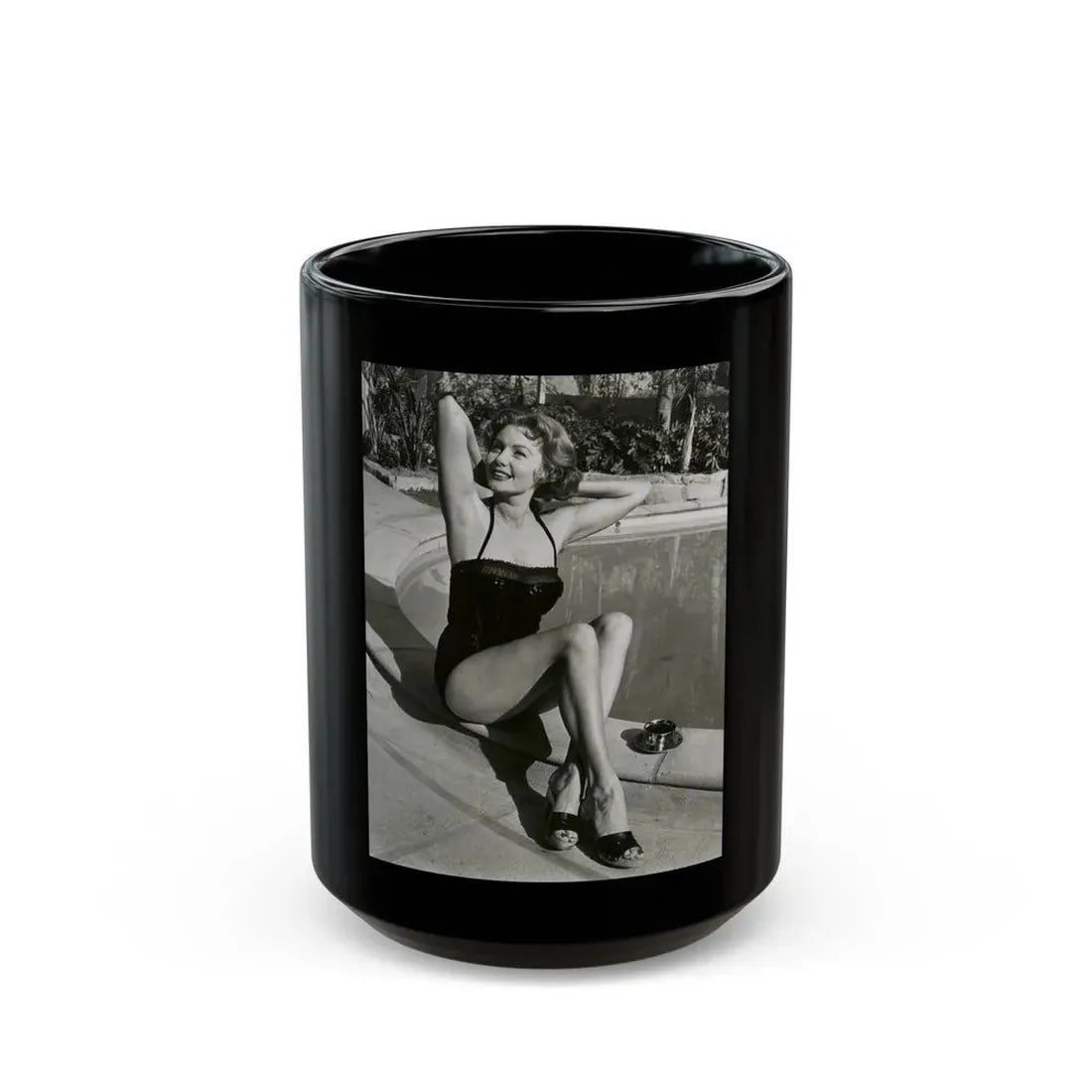 Rhonda Fleming #185 (Vintage Female Icon) Black Coffee Mug 15oz - Go Mug Yourself