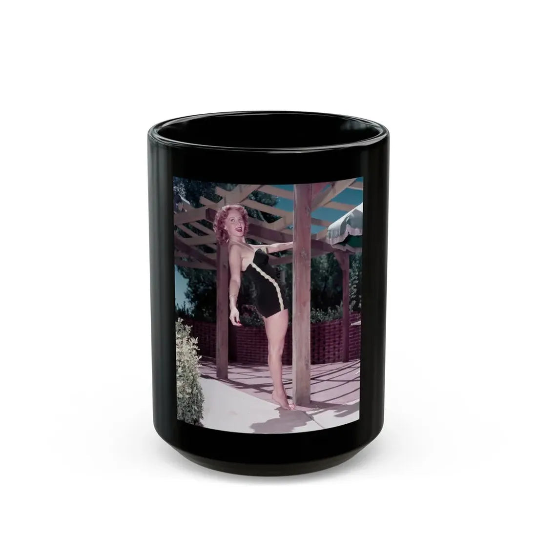 Rhonda Fleming #188 (Vintage Female Icon) Black Coffee Mug 15oz - Go Mug Yourself